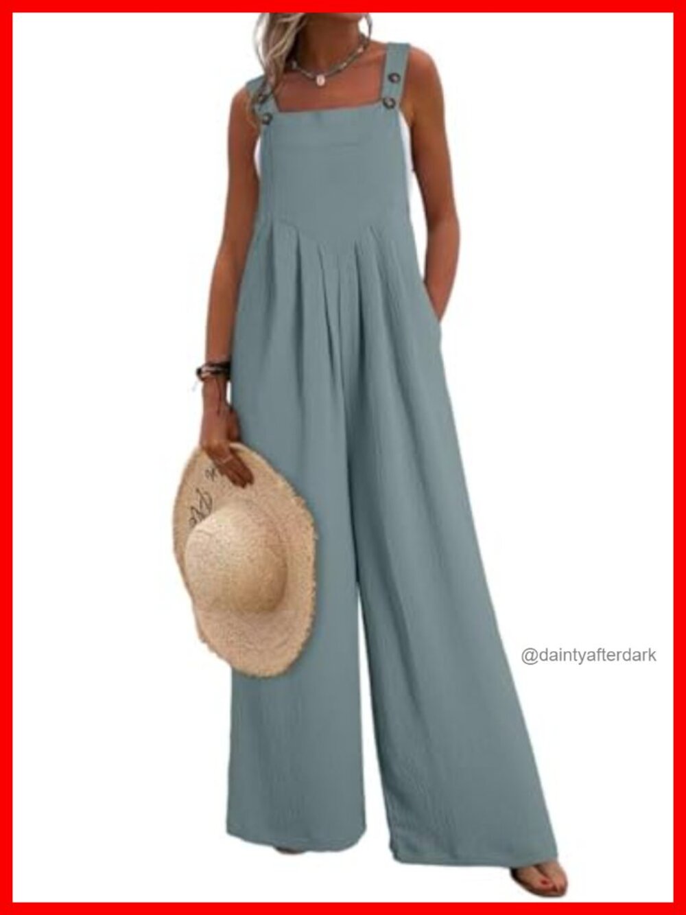 Sleeveless Wide Leg Jumpsuit Square Neck Loose Fit One Piece Romper Pockets